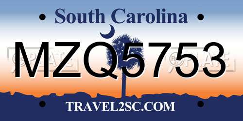 MZQ5753 South Carolina License Plate