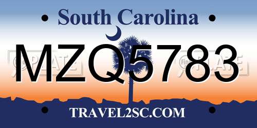 MZQ5783 South Carolina License Plate