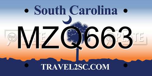 MZQ663 South Carolina License Plate