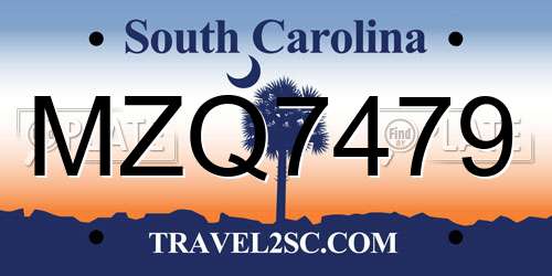 MZQ7479 South Carolina License Plate