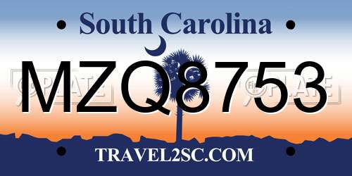 MZQ8753 South Carolina License Plate