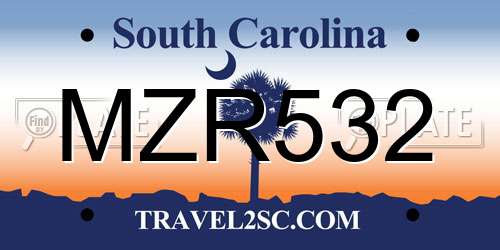MZR532 South Carolina License Plate
