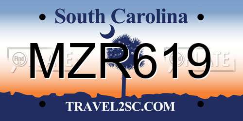 MZR619 South Carolina License Plate