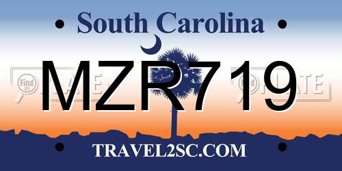 MZR719 South Carolina License Plate