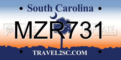 MZR731 South Carolina License Plate