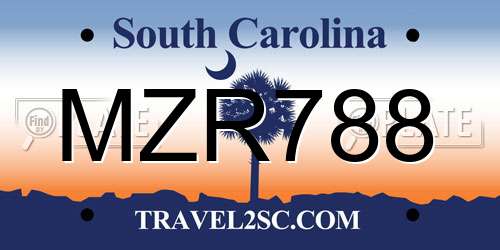 MZR788 South Carolina License Plate