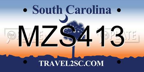 MZS413 South Carolina License Plate
