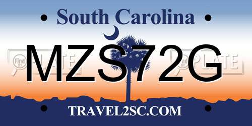 MZS72G South Carolina License Plate
