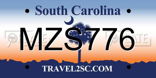 MZS776 South Carolina License Plate