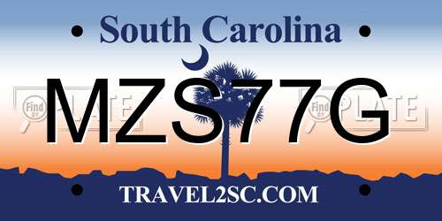 MZS77G South Carolina License Plate