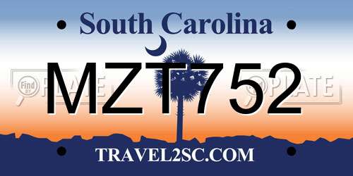MZT752 South Carolina License Plate