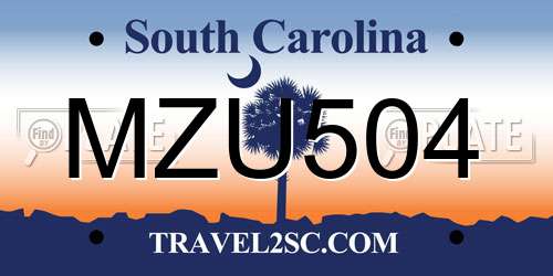 MZU504 South Carolina License Plate