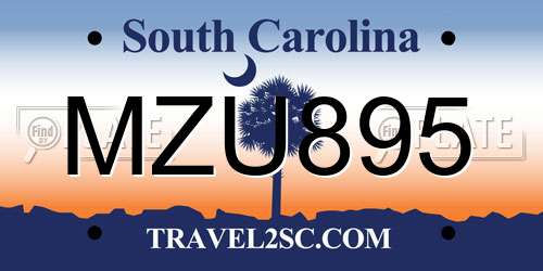 MZU895 South Carolina License Plate