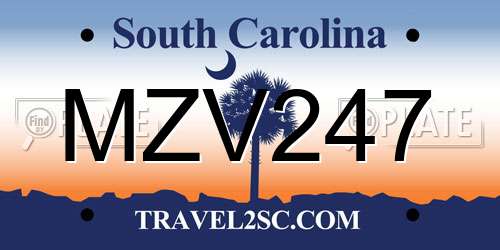 MZV247 South Carolina License Plate