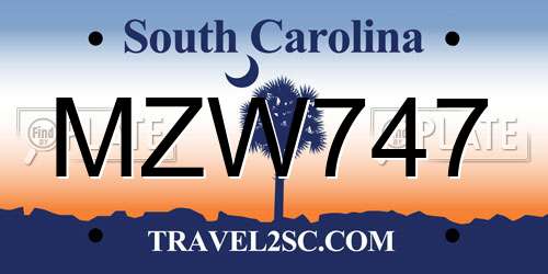 MZW747 South Carolina License Plate