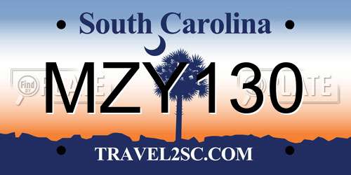 MZY130 South Carolina License Plate