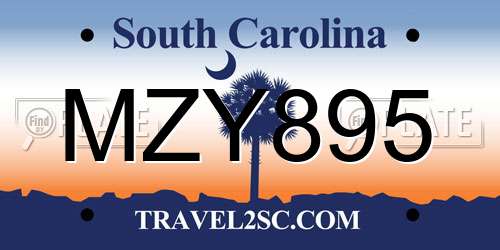 MZY895 South Carolina License Plate