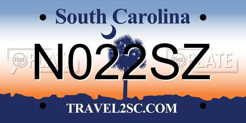 N022SZ South Carolina License Plate