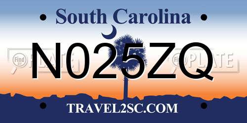N025ZQ South Carolina License Plate