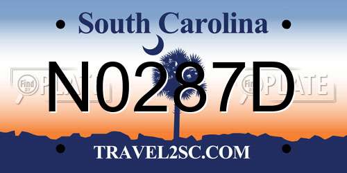 N0287D South Carolina License Plate