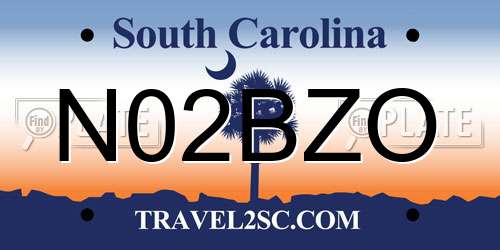 N02BZO South Carolina License Plate