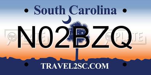 N02BZQ South Carolina License Plate