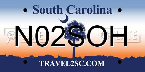 N02SOH South Carolina License Plate
