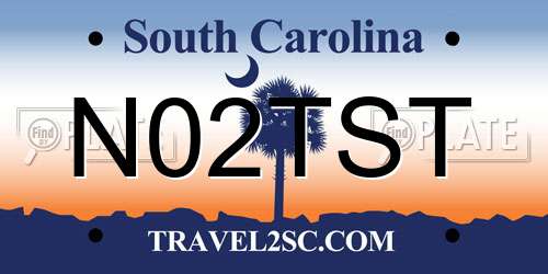 N02TST South Carolina License Plate