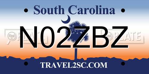 N02ZBZ South Carolina License Plate