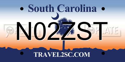N02ZST South Carolina License Plate