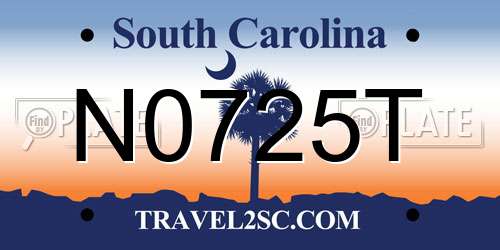 N0725T South Carolina License Plate