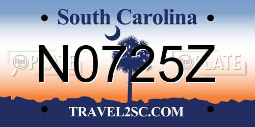 N0725Z South Carolina License Plate