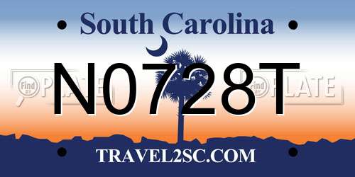 N0728T South Carolina License Plate