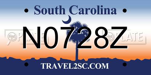 N0728Z South Carolina License Plate