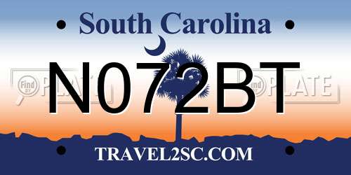 N072BT South Carolina License Plate
