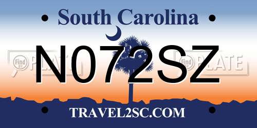 N072SZ South Carolina License Plate