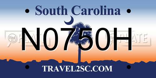 N0750H South Carolina License Plate