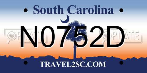 N0752D South Carolina License Plate