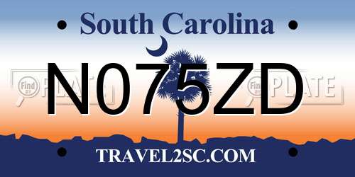 N075ZD South Carolina License Plate
