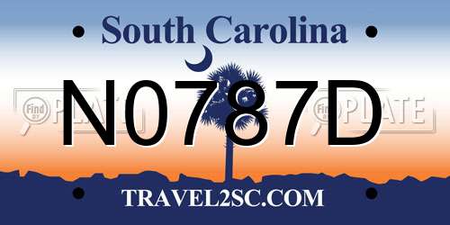 N0787D South Carolina License Plate