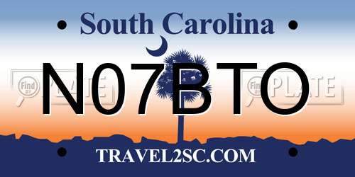 N07BTO South Carolina License Plate