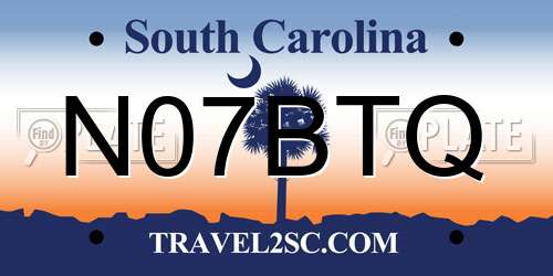 N07BTQ South Carolina License Plate