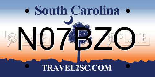 N07BZO South Carolina License Plate