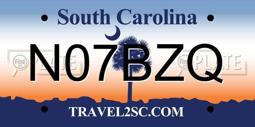 N07BZQ South Carolina License Plate