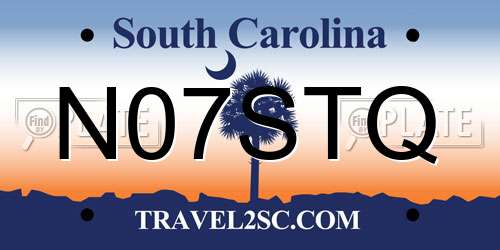 N07STQ South Carolina License Plate