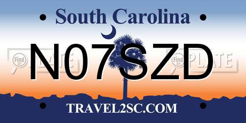 N07SZD South Carolina License Plate