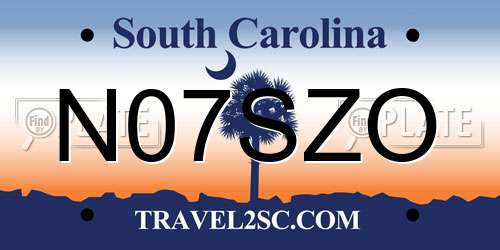 N07SZO South Carolina License Plate