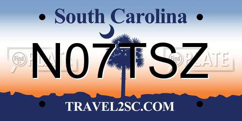 N07TSZ South Carolina License Plate