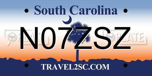 N07ZSZ South Carolina License Plate
