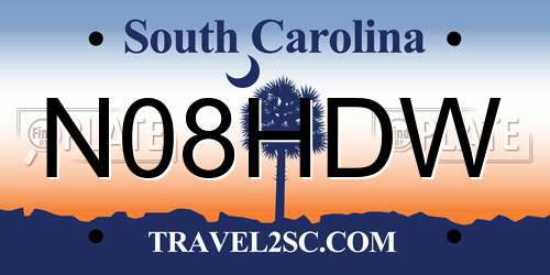 N08HDW South Carolina License Plate